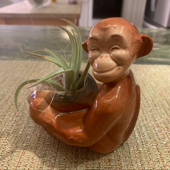 Mid-Century Ceramic Monkey Planter